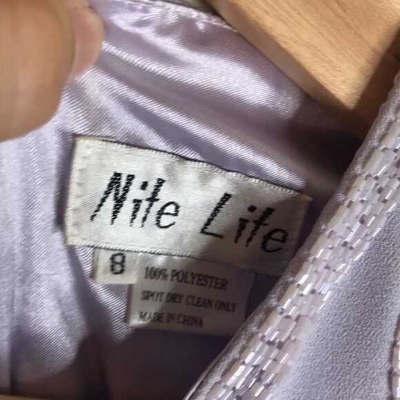 Nite lite ladies lavender sequin detail long dress size 8 - Picture 8 of 13